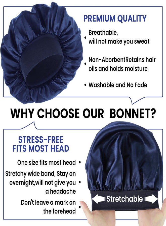 WLLHYF Silk Bonnet for Men, Satin Bonnet Single Layer Elastic Band Silk Sleep Cap Black Soft Adjustable Hair Cap Hair Wrap Large Bonnets for Women Sleeping - Image 3